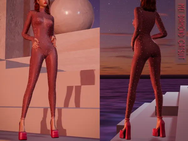 Alpha Mia Diamond Catsuit Brsims by bluerose-sims - The Sims 4 custom content