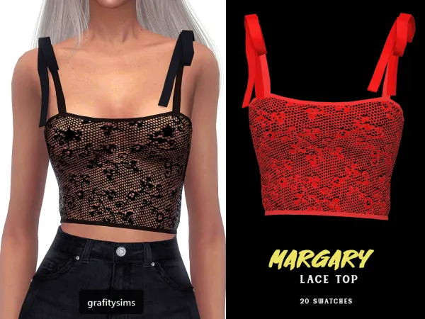 Alpha Margary Lace Top - The Sims 4 Custom Content
