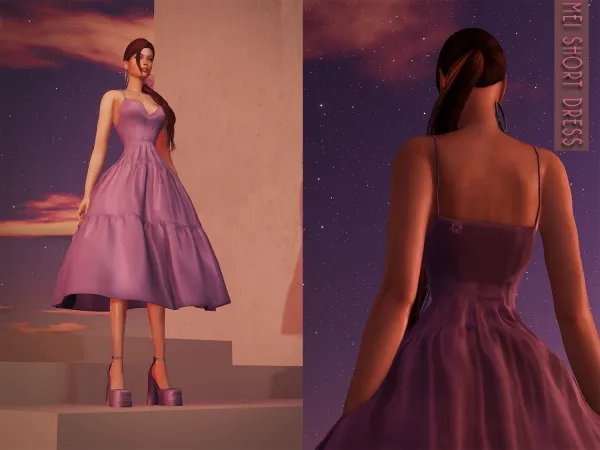 Alpha Mei Satin Short Dress by bluerose-sims - The Sims 4 custom content