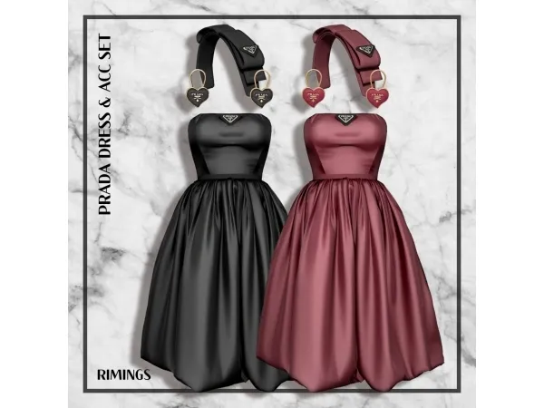 Alpha [RIMINGS] Prada Dress Acc Set - The Sims 4 Custom Content