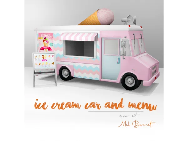 Alpha Ice Cream Car and Menu - The Sims 4 Custom Content