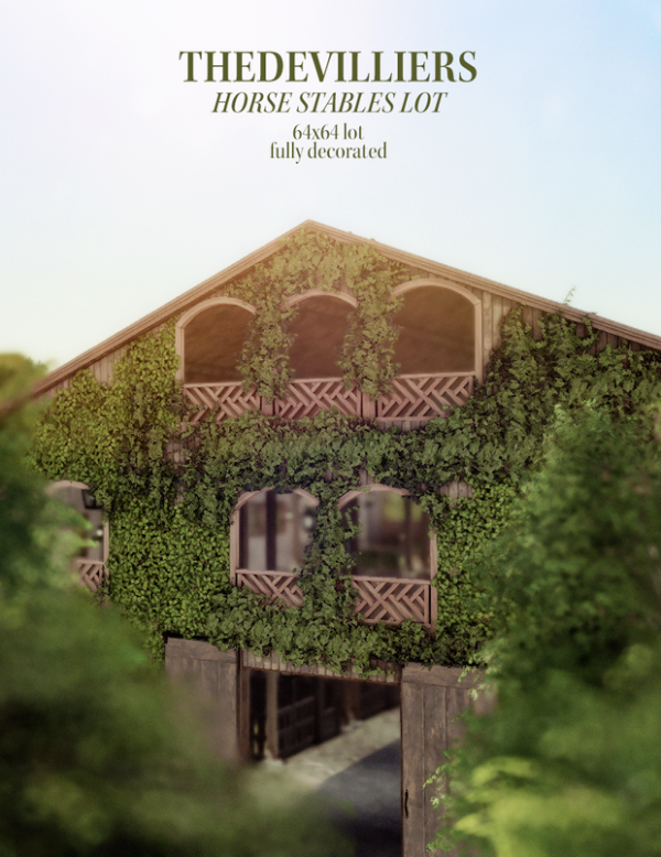 Alpha horse stables lot by simsfinds - The Sims 4 Custom Content