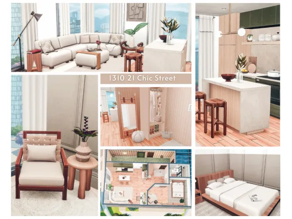 Mix Cozy Modern Apartment 1310 21 Chic Street by Summerrplays - The Sims 4 Custom Content