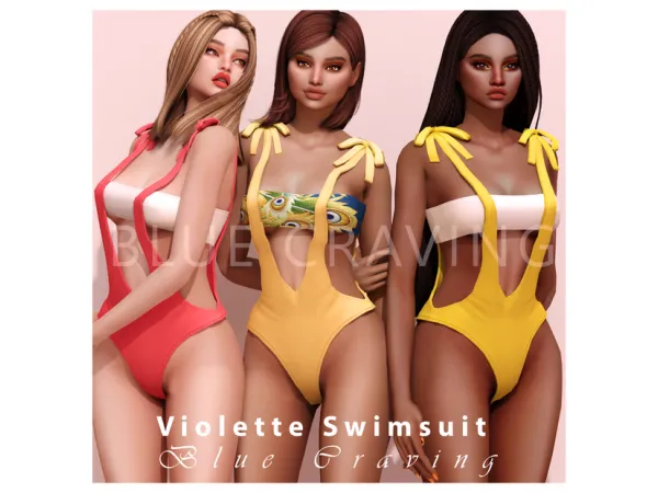 Alpha Blue Craving Violette Swimsuit - The Sims 4 Custom Content