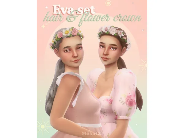Maxis Match Eva set Hair flower crown by Miiko - The Sims 4 Custom Content