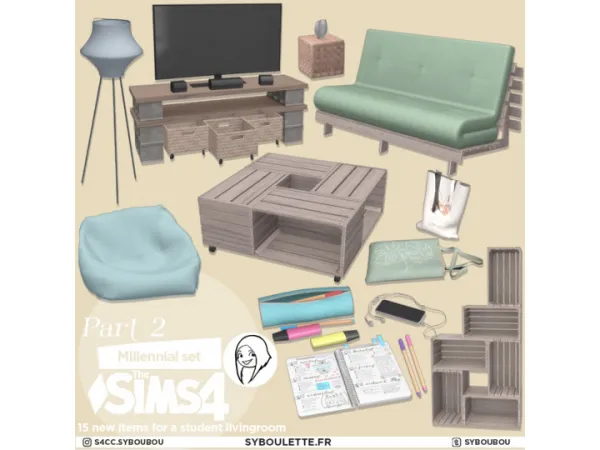 Alpha Millenial set part 2 Living room - The Sims 4 Custom Content