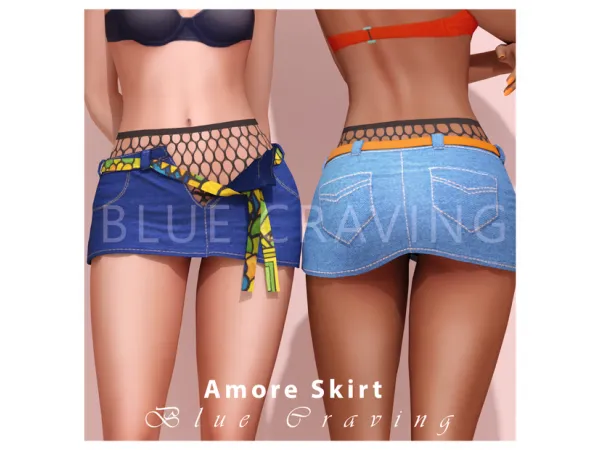 Alpha Blue Craving Amore Skirt - The Sims 4 Custom Content