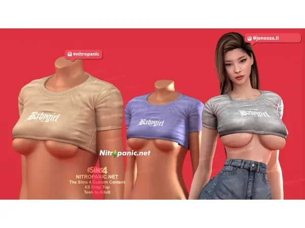 Alpha XS Crop Top - The Sims 4 Custom Content