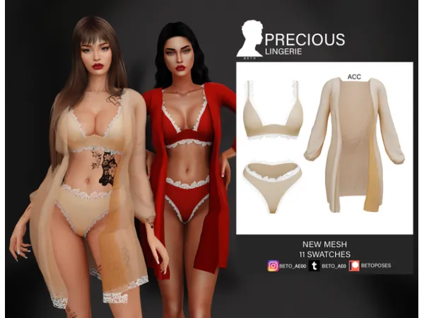 Alpha Precious (Lingerie) by Beto - The Sims 4 Custom Content
