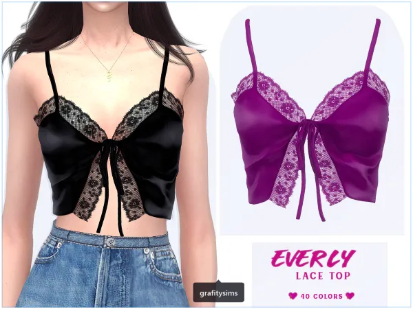 Alpha Everly Lace Top - The Sims 4 Custom Content
