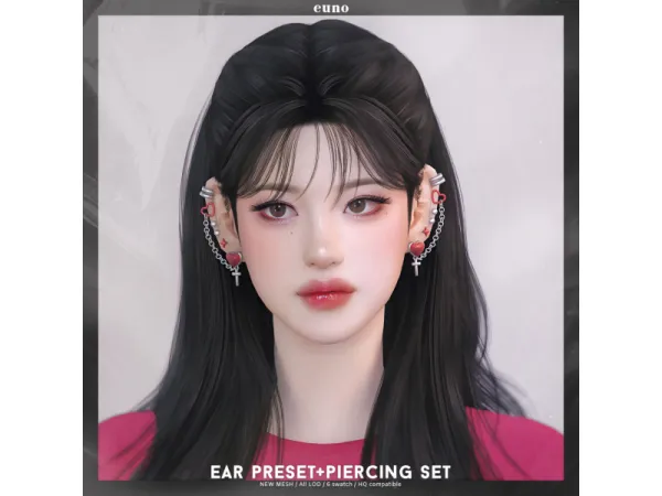 ear preset + heart piercing set by euno sims