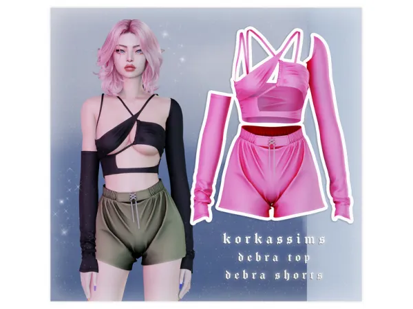 Alpha Debra TopDebra Shorts by korkassims - The Sims 4 Custom Content