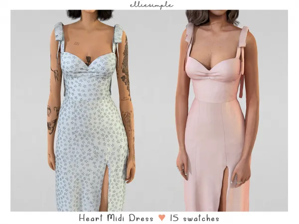 Alpha elliesimple heart midi dress by elliesimple - The Sims 4 custom content