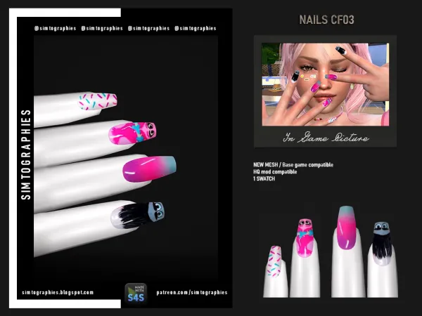 Mix Nails CF03 - The Sims 4 Custom Content