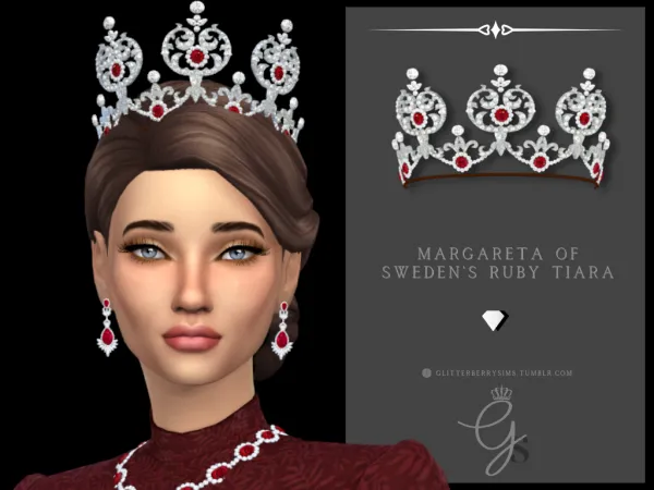 Mix Margareta of Sweden's Ruby Tiara by Glitterberry Sims - The Sims 4 Custom Content