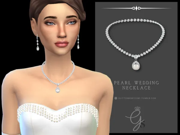 Mix Pearl Wedding Necklace by Glitterberry Sims - The Sims 4 Custom Content