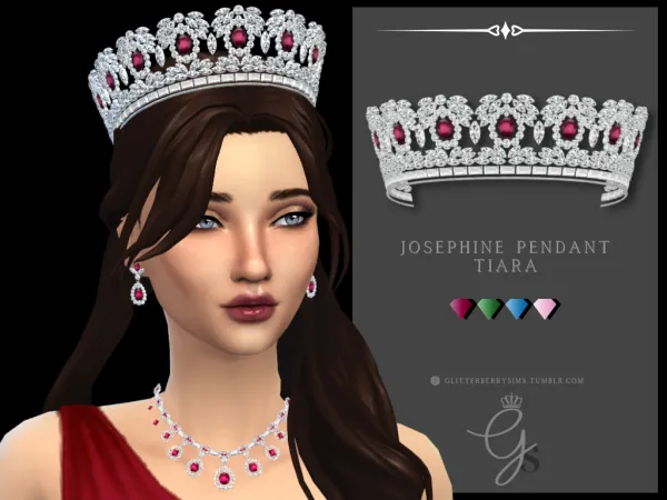 Mix Josephine Pendant Tiara by Glitterberry Sims - The Sims 4 Custom Content
