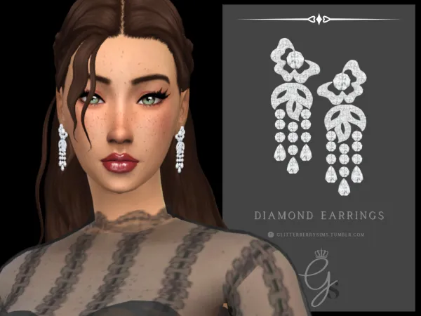 Mix Diamond Earrings by Glitterberry Sims - The Sims 4 Custom Content
