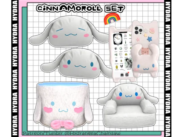 Mix Sims 4 Cinnamoroll Set by Hydrangea - The Sims 4 Custom Content