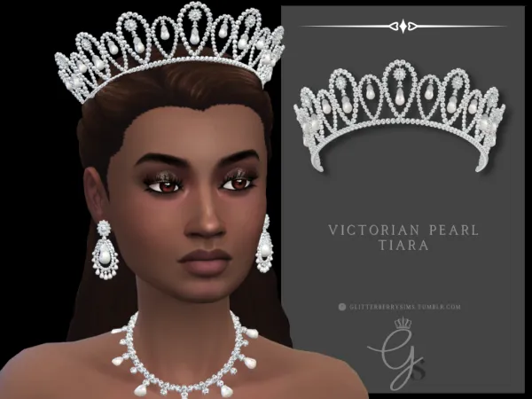 Mix Victorian Pearl Tiara by Glitterberry Sims - The Sims 4 Custom Content
