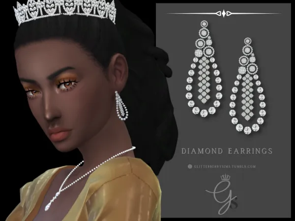 Mix Diamond Earrings by Glitterberry Sims - The Sims 4 Custom Content