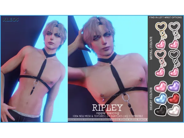 Alpha PEACH Ripley Nipple Piercing by smsims - The Sims 4 Custom Content