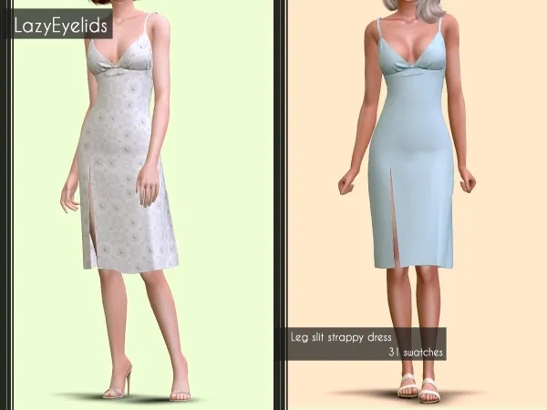 Alpha Leg slit strappy dress - The Sims 4 Custom Content
