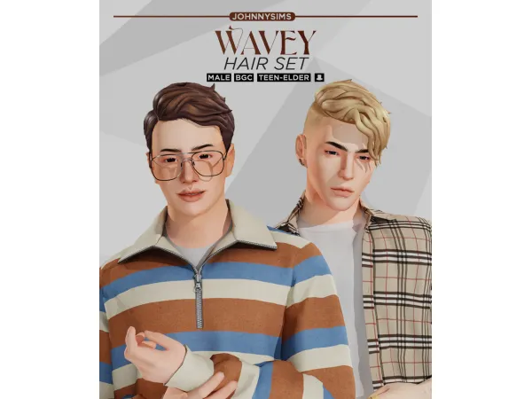 Maxis Match Wavey Hair Set by JohnnySims - The Sims 4 Custom Content