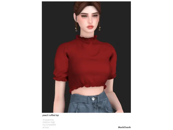 Alpha Peach Ruffled Top by BackTrack - The Sims 4 Custom Content