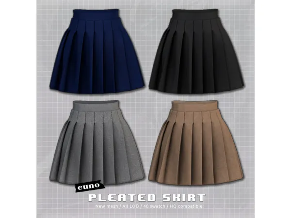 Alpha Pleated skirt by euno sims - The Sims 4 Custom Content
