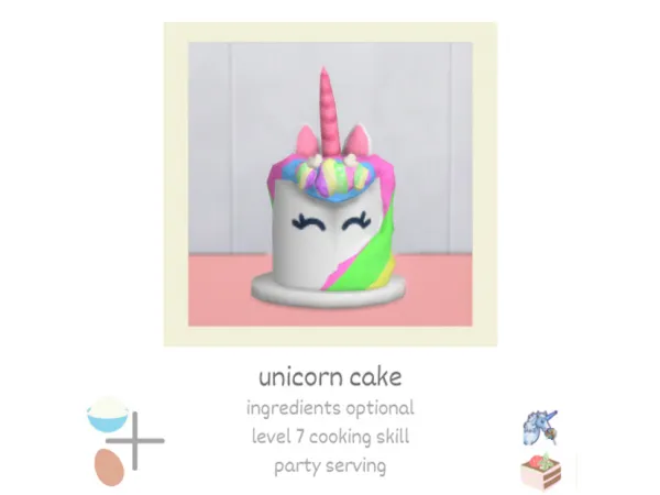 Maxis Match Sherbet Unicorn Cake 2 by Littlbowbub - The Sims 4 Custom Content