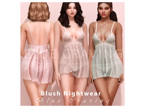 Alpha Blue Craving Blush Nightwear - The Sims 4 Custom Content
