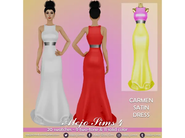 Alpha Carmen Satin Dress by simsfinds - The Sims 4 Custom Content