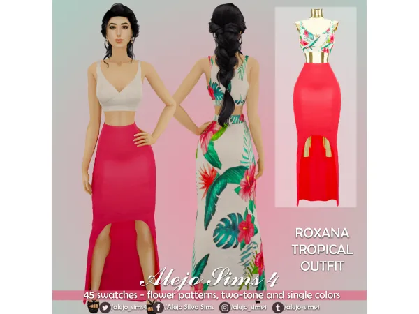Alpha Roxana Tropical Outfit by simsfinds - The Sims 4 Custom Content