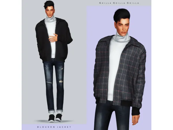 Alpha Blouson Jacket by gorillax3 - The Sims 4 Custom Content