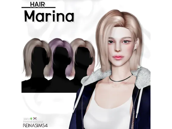 Alpha MARINA HAIR by Reina Sims4 - The Sims 4 Custom Content