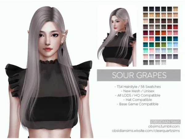 Alpha SOUR GRAPES HAIRSTYLE by obsims - The Sims 4 Custom Content