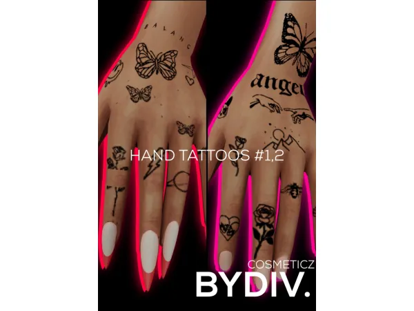 Mix HAND TATTOOS 12 by [BYDIV] - The Sims 4 Custom Content