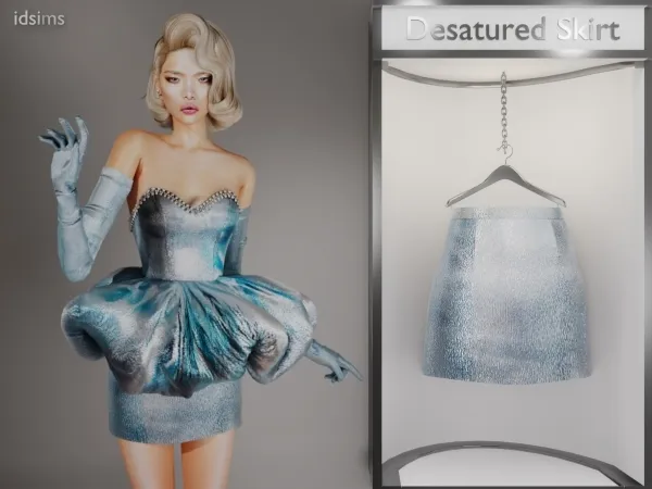 Alpha Desatured skirt by polygoncouture - The Sims 4 custom content