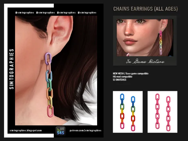 Alpha Chains Earrings - The Sims 4 Custom Content