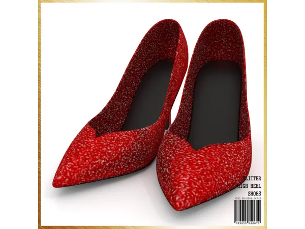 Alpha Glitter High Heel Shoes by mirosims2020 - The Sims 4 Custom Content