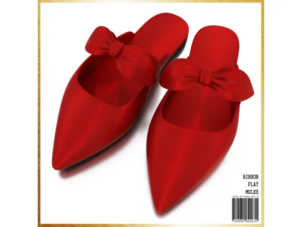Alpha Ribbon Flat Mules - The Sims 4 Custom Content