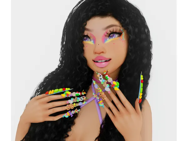 Alpha Candy Nails by Saruin - The Sims 4 Custom Content
