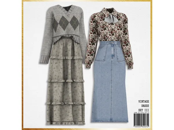 Alpha Vintage Dress Set_part3 by mirosims2020 - The Sims 4 Custom Content
