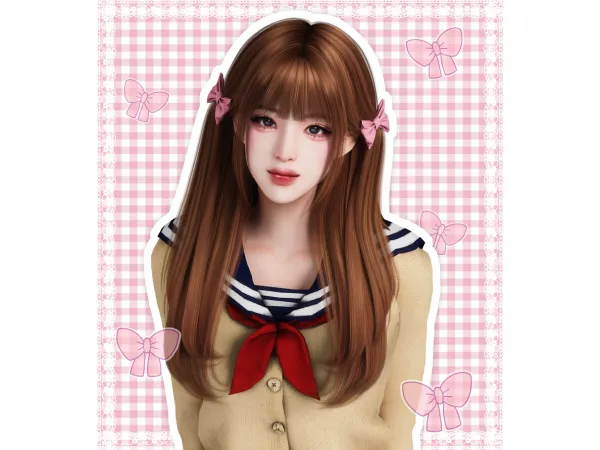 Alpha HAIR_N5_RABBIT by [JINO] - The Sims 4 Custom Content