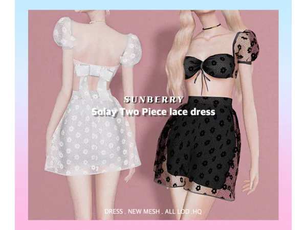 Alpha [SUNBERRY] Solay Two Piece lace dress - The Sims 4 Custom Content