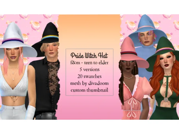 Maxis Match Pride Witch Hat Simmer by NekoChan - The Sims 4 Custom Content