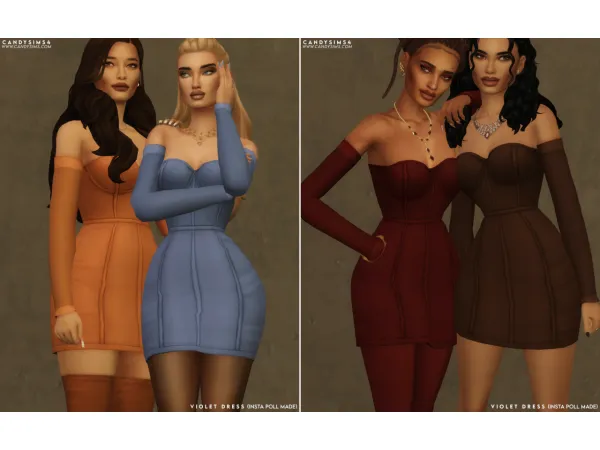 Maxis Match VIOLET DRESS - The Sims 4 Custom Content