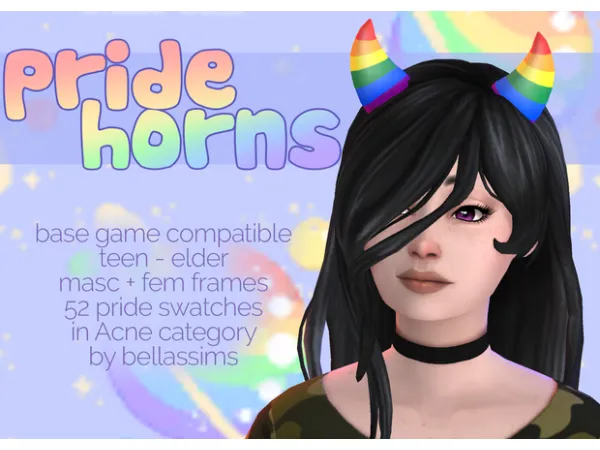 Maxis Match Pride Flag Horns by Bellassims - The Sims 4 Custom Content