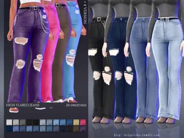 Maxis Match [helgatisha] High flared jeans - The Sims 4 Custom Content